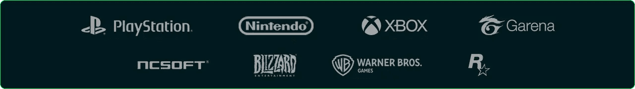 Parceiros: PlayStation, Nintendo, Xbox, Garena, NCSOFT, Blizzard, Warner Bros. Games e Rockstar